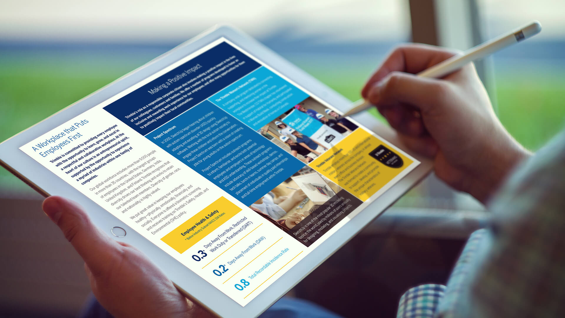 Trimble Responsible Corporate Citizenship platform on iPad