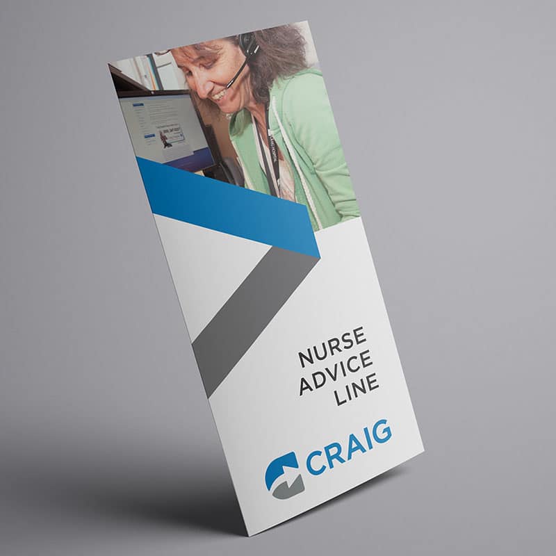 Mockup of a brochure for Craig Hospital's Nurse Advice Line
